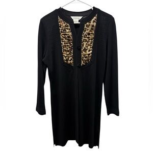 Chic Black Dress with Leopard Accent